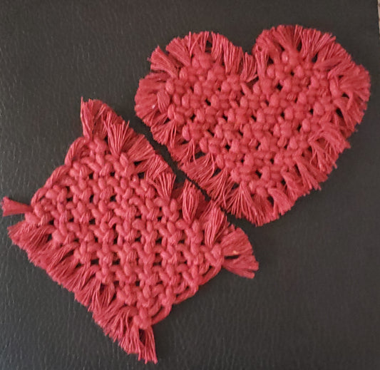 Macrame Heart and Square Coasters